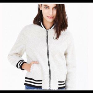 BDG Hackney Cream Sherpa Teddy Bomber Jacket Urban Outfitters